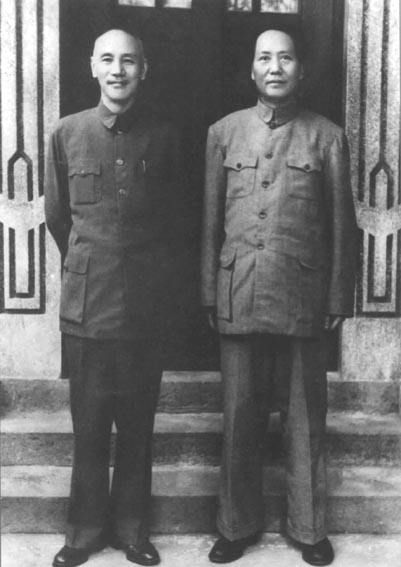 Chiang Kai-shek and Mao Zedong in 1945